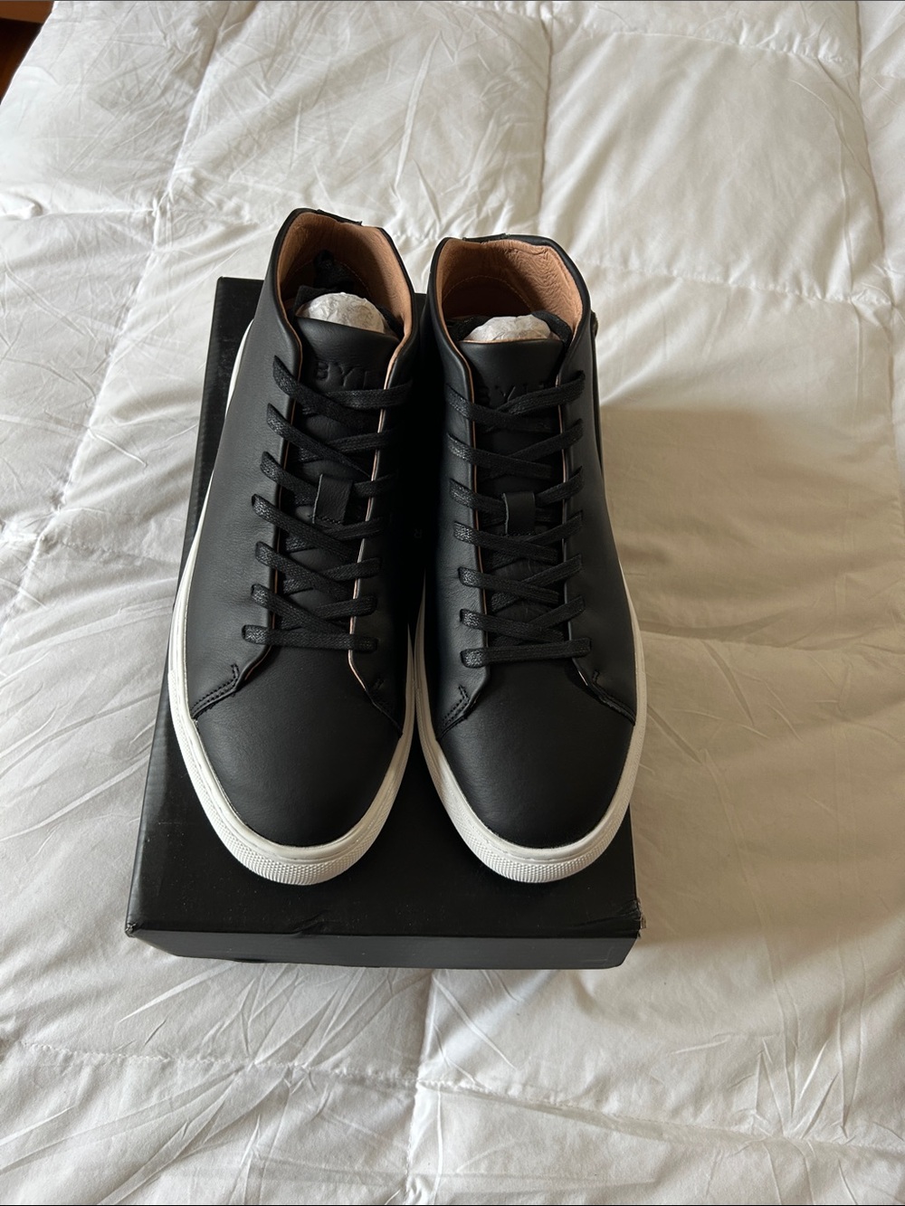 Men's BYLT Black Low-Top Sneakers with White Sole